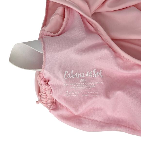 Cabana del Sol Swimsuit Bikini Pink String Short Sleeves Small New - Picture 6 of 13